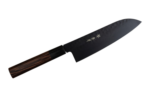 堺孝行 黒影 ペティナイフ 150mm V金10号鎚目フッ素加工｜黒檀八角柄